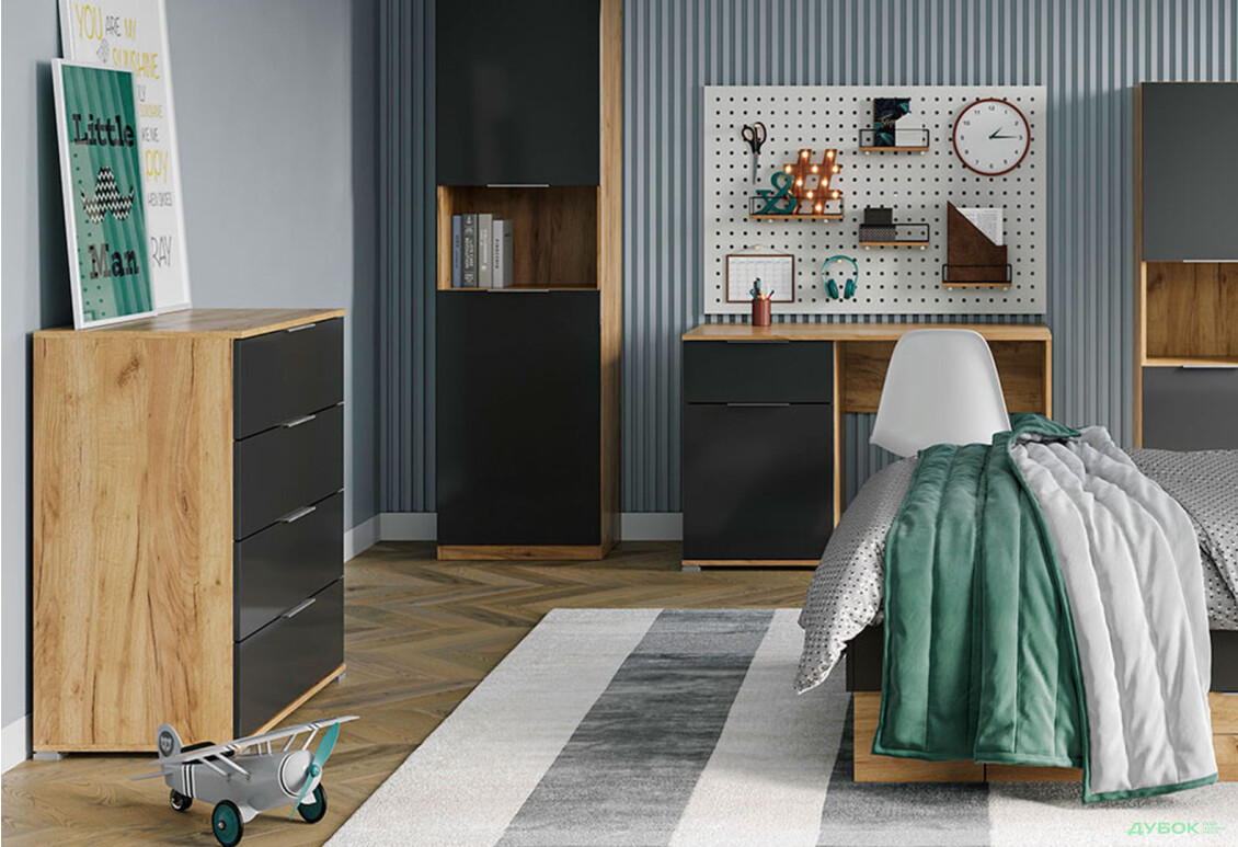 Комод MiroMark Луна Джуніор з 4 шухлядами 80 см Лава/Дуб крафт - Зображення 2 Зображення 2 - Комод MiroMark Луна Джуніор з 4 шухлядами 80 см Лава/Дуб крафт