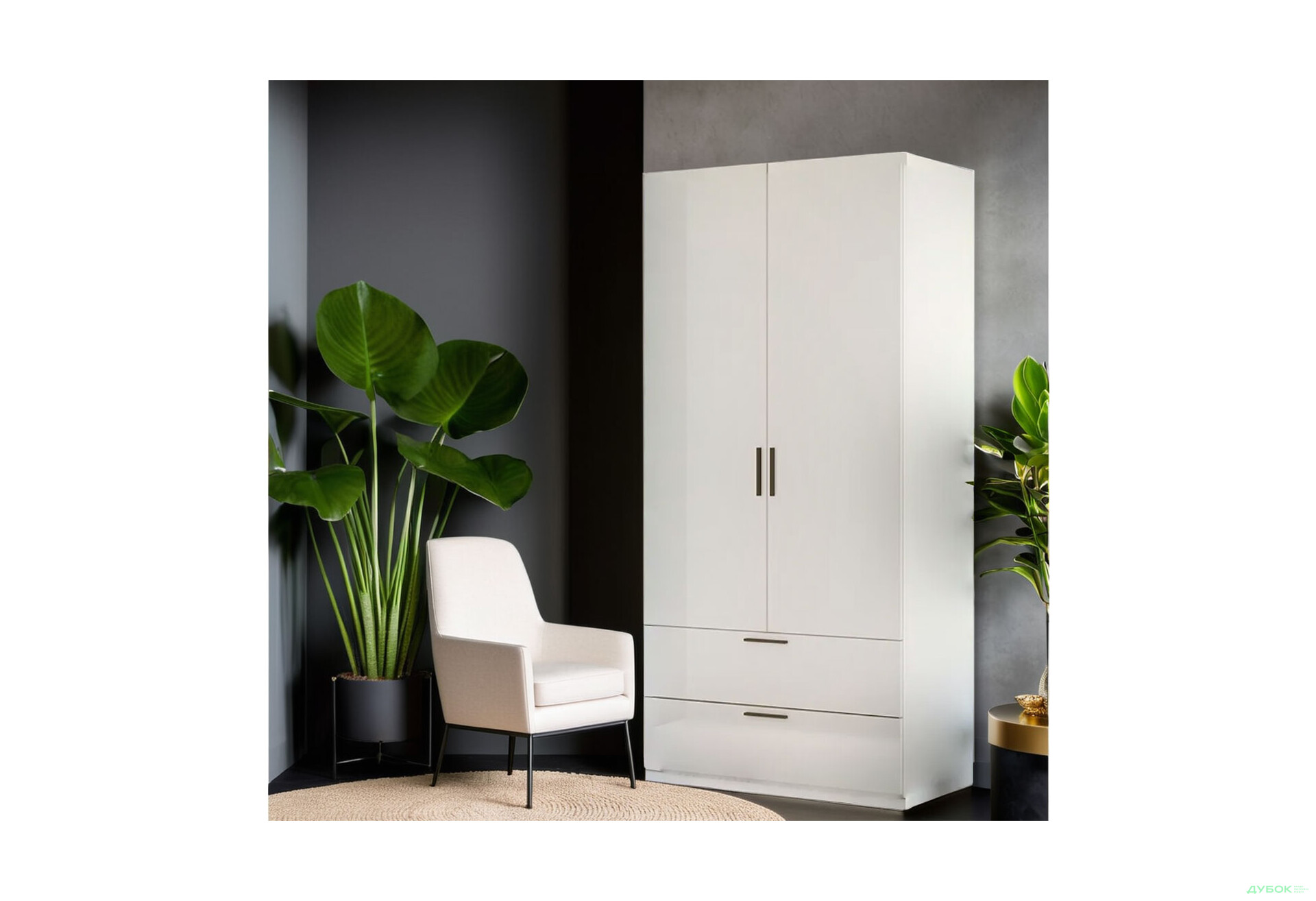 Шафа MiroMark Хеппі 2-дверна з 2 шухлядами 100 см Біла - Зображення 2 Зображення 2 - Шафа MiroMark Хеппі 2-дверна з 2 шухлядами 100 см Біла