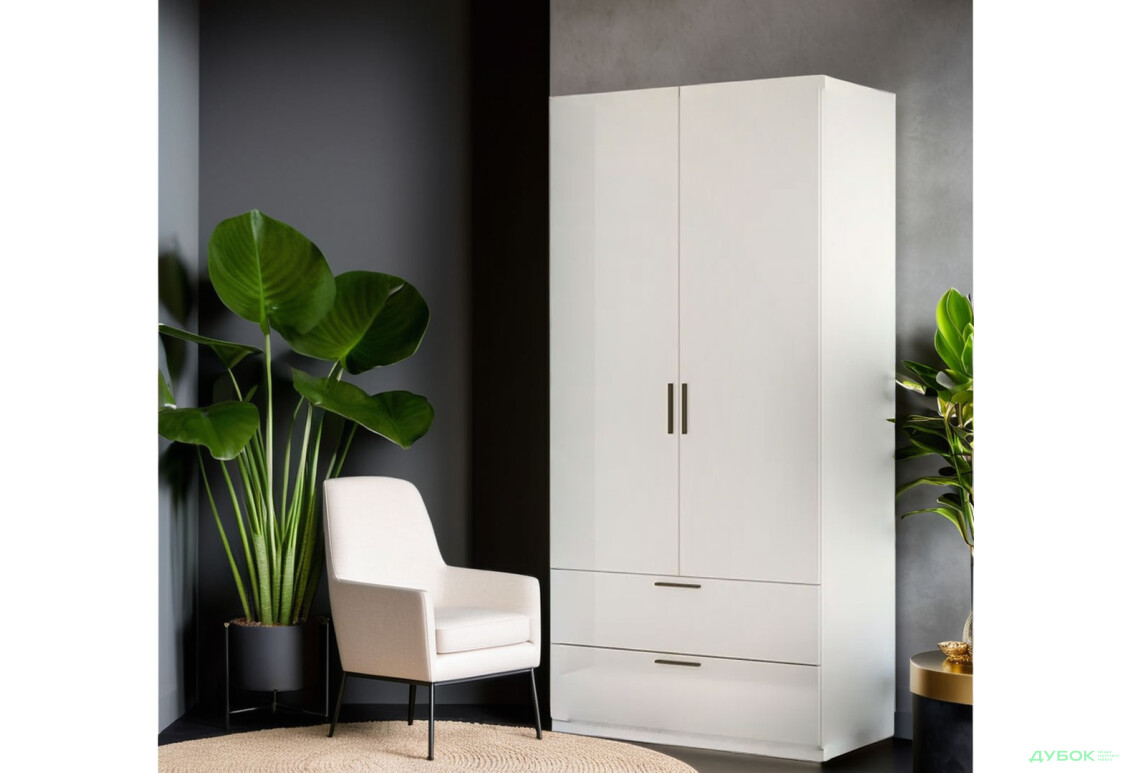 Шафа MiroMark Хеппі 2-дверна з 2 шухлядами 100 см Біла - Зображення 2 Зображення 2 - Шафа MiroMark Хеппі 2-дверна з 2 шухлядами 100 см Біла