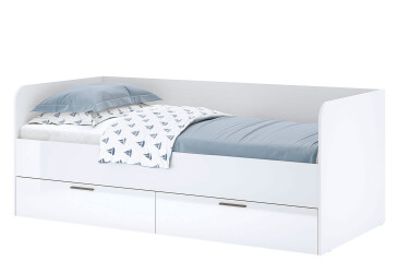 Ліжко MiroMark Хеппі 90х200 см з шухлядами, білий глянець