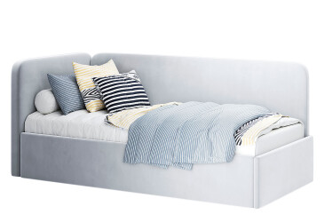 Ліжко MiroMark Хеппі 90х200 см спинка зліва, світло-сіре