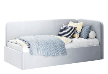 Ліжко MiroMark Хеппі 90х200 см спинка справа, світло-сіре