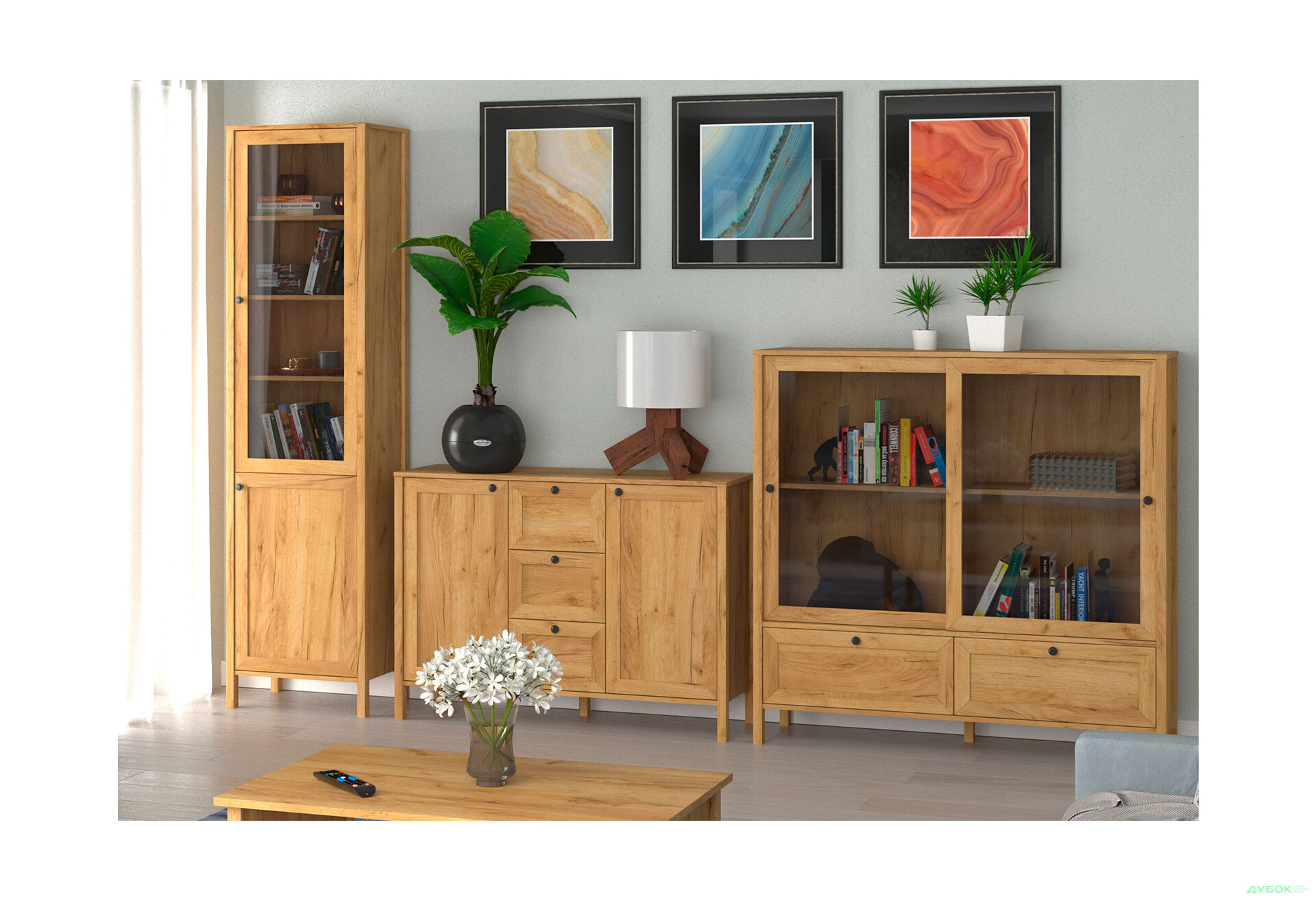 Комплект стінка з вітринами VMV holding Klark / Кларк 308 см Дуб крафт золотий - Зображення 1 Зображення 1 - Комплект стінка з вітринами VMV holding Klark / Кларк 308 см Дуб крафт золотий