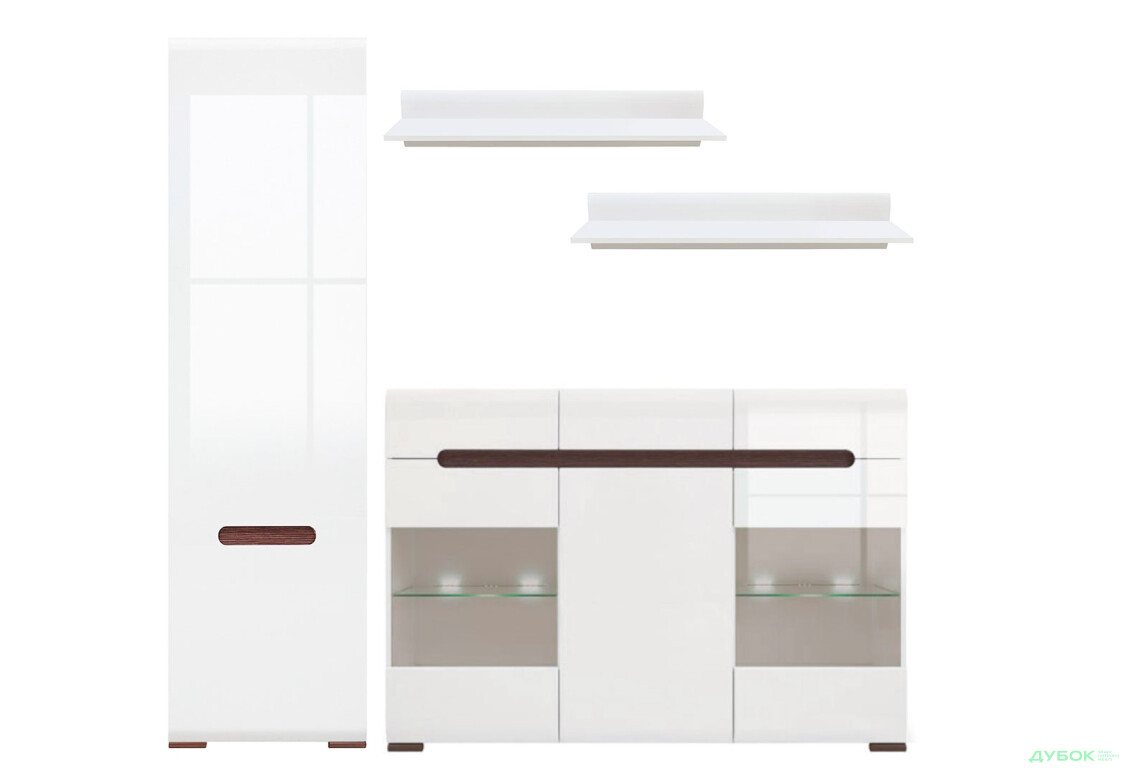 Комплект стінка з пеналом ВМК Ацтека (Амелія) 210 см Білий/Венге - Зображення 1 Зображення 1 - Комплект стінка з пеналом ВМК Ацтека (Амелія) 210 см Білий/Венге