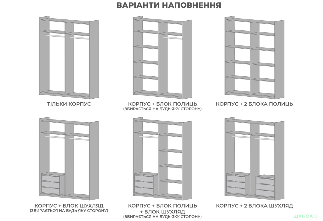 Зображення 7 - Шафа-купе MebelStar Ланза 2-дверна 150x213x60 см