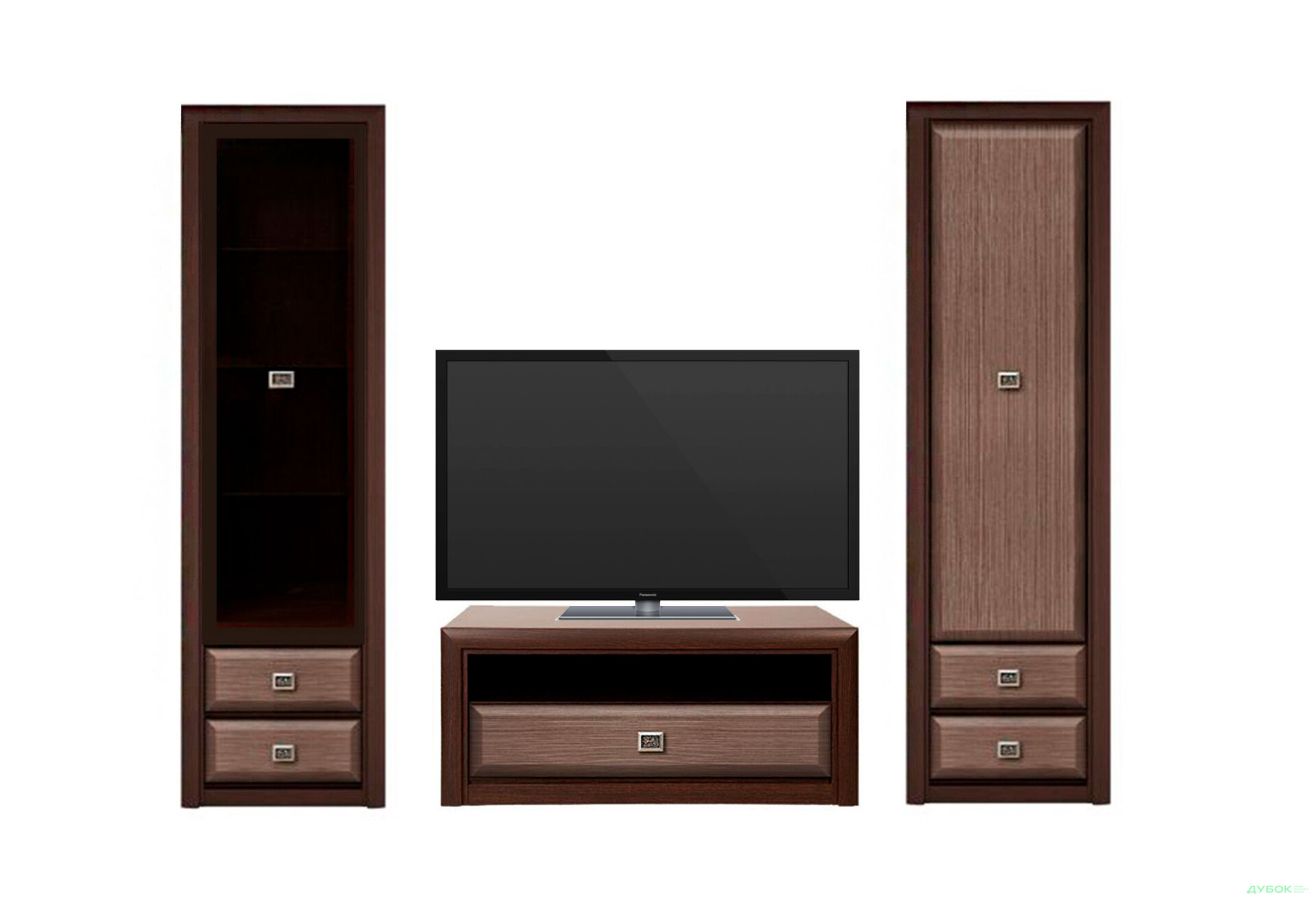 Комплект стінка з вітриною та пеналом Гербор Коен 202 см Венге магія/Штрокс - Зображення 1 Зображення 1 - Комплект стінка з вітриною та пеналом Гербор Коен 202 см Венге магія/Штрокс