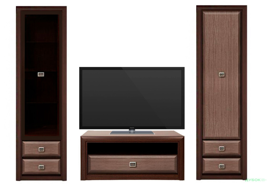 Комплект стінка з вітриною та пеналом Гербор Коен 202 см Венге магія/Штрокс - Зображення 1 Зображення 1 - Комплект стінка з вітриною та пеналом Гербор Коен 202 см Венге магія/Штрокс