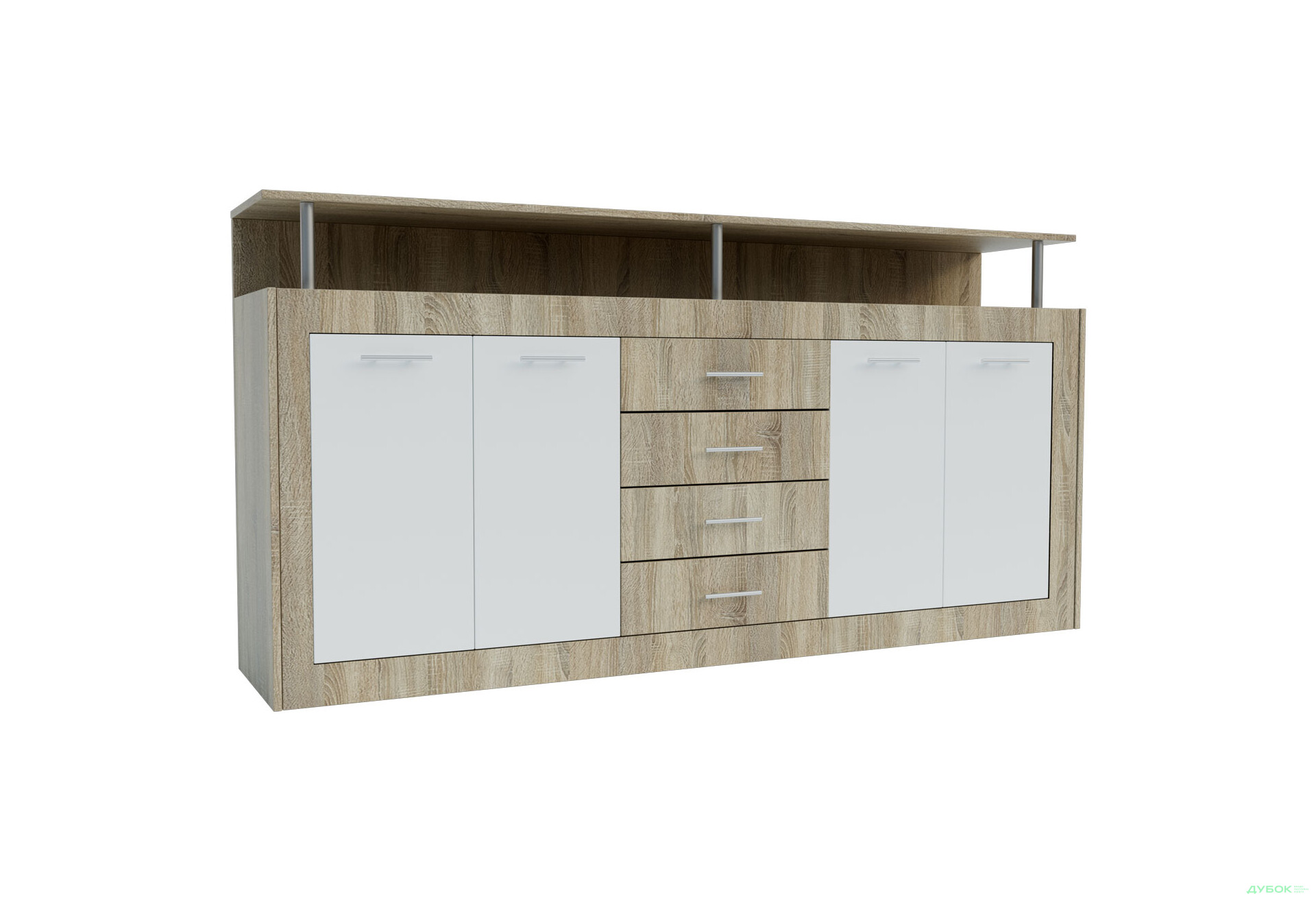 Зображення 2 - Комод Garant Прага 4-дверний з 4 шухлядами 195 см, Дуб сонома / Німфея альба