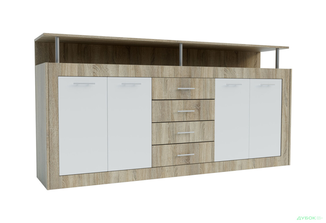 Зображення 2 - Комод Garant Прага 4-дверний з 4 шухлядами 195 см, Дуб сонома / Німфея альба