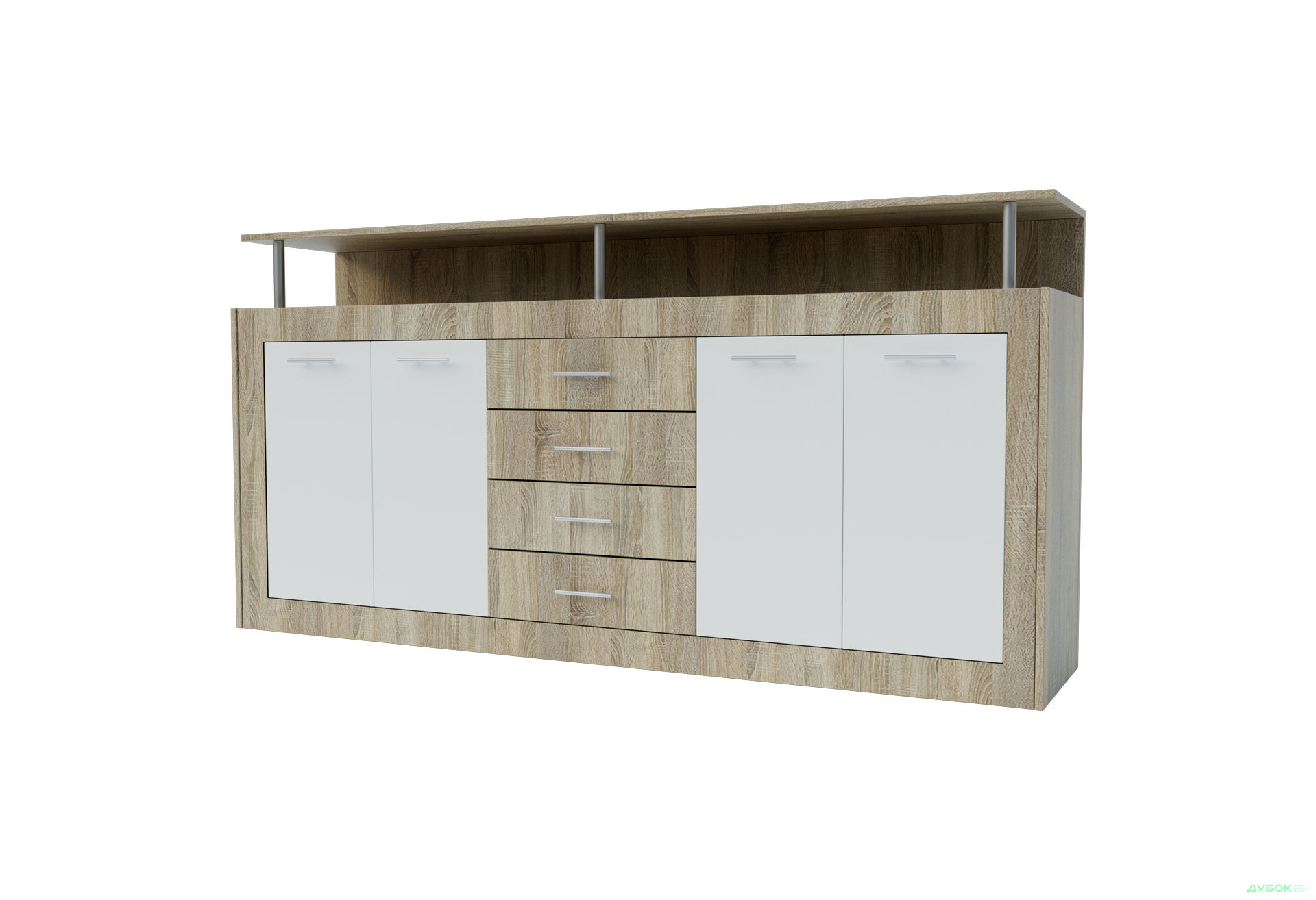 Зображення 1 - Комод Garant Прага 4-дверний з 4 шухлядами 195 см, Дуб сонома / Німфея альба