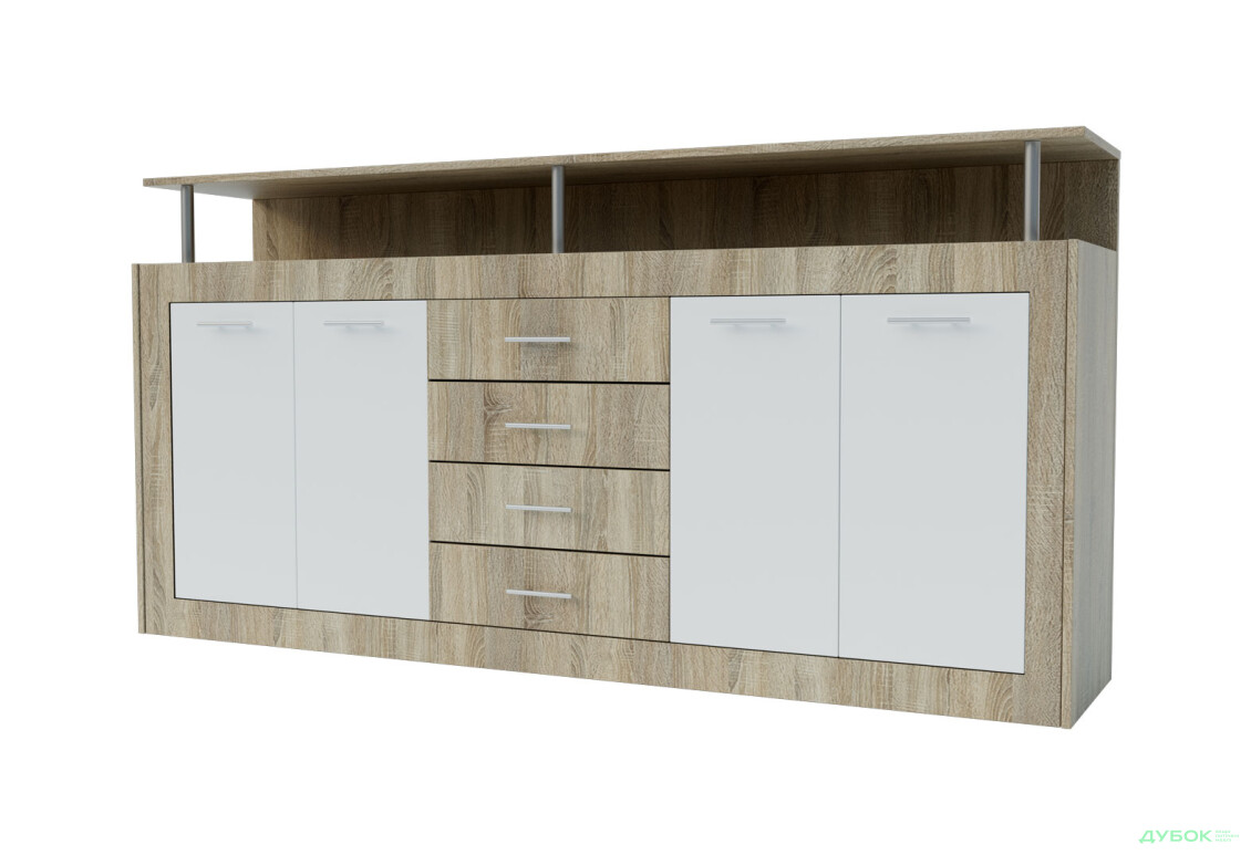 Комод Garant Прага 4-дверний з 4 шухлядами 195 см, Дуб сонома / Німфея альба