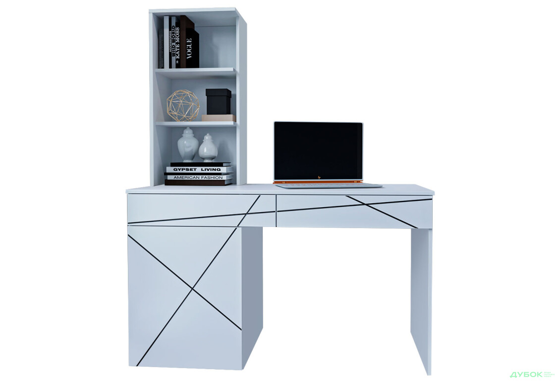 Стол письменный Garant NV Геометрия 130x61 см с тумбой, ящиками и надставкой, белый