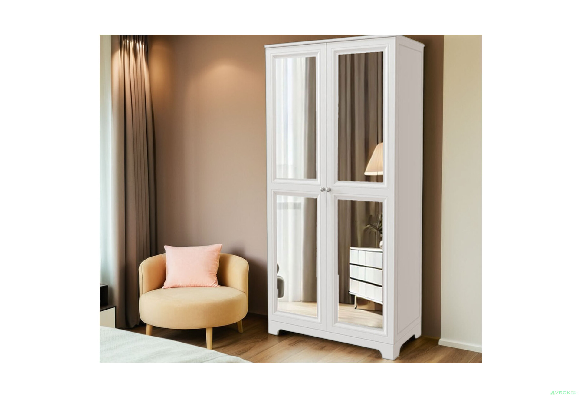 Шафа VIP-master Мадрид 2-дверна V.2 з дзеркалом 102 см - Зображення 2 Зображення 2 - Шафа VIP-master Мадрид 2-дверна V.2 з дзеркалом 102 см