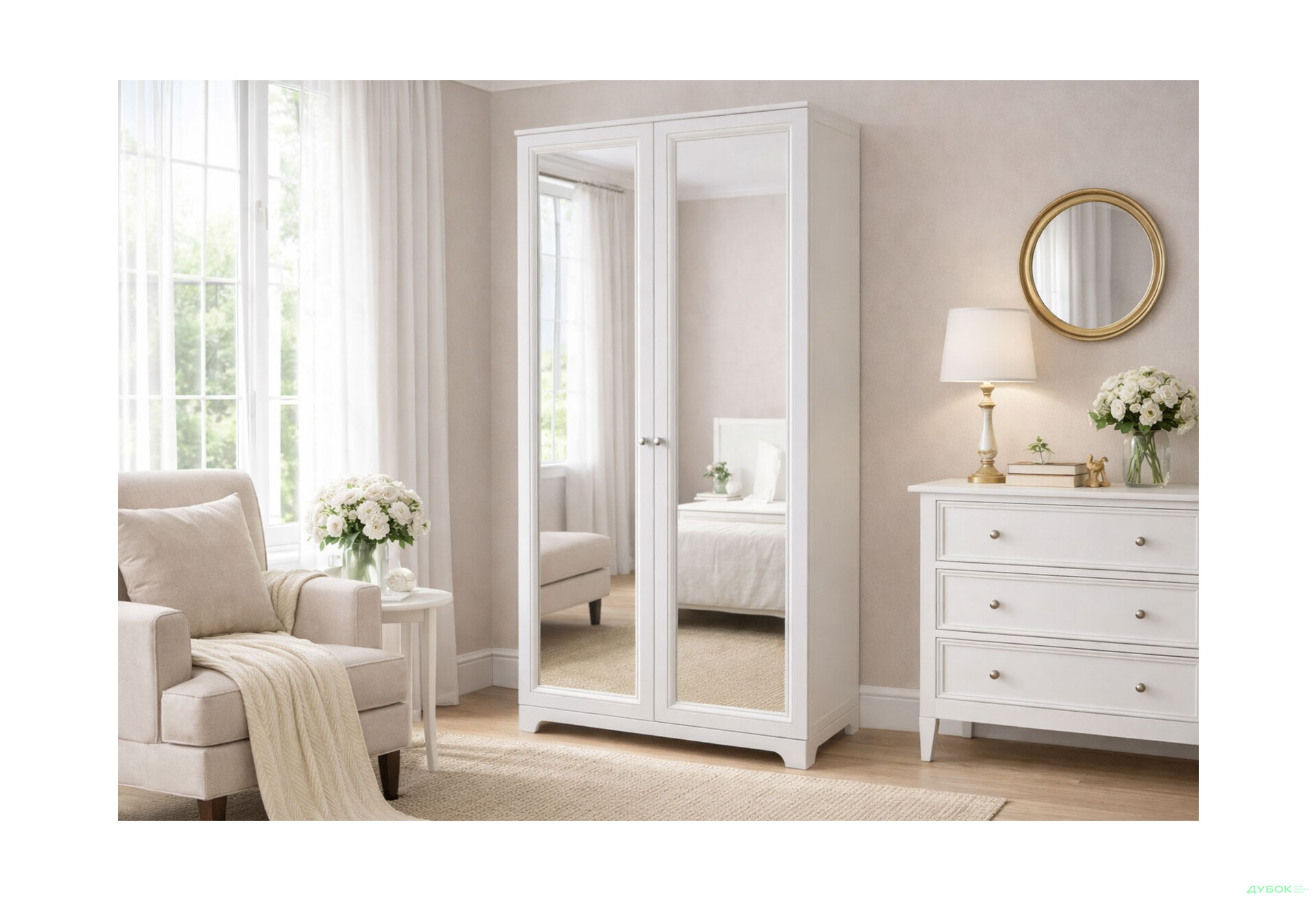 Зображення 2 - Шафа VIP-master Мадрид 2-дверна V.1 з дзеркалом 102 см