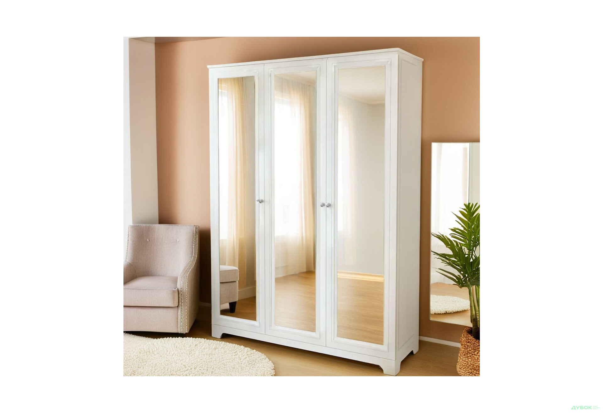 Шафа VIP-master Мадрид 3-дверна V.1 з дзеркалом 152 см - Зображення 3 Зображення 3 - Шафа VIP-master Мадрид 3-дверна V.1 з дзеркалом 152 см