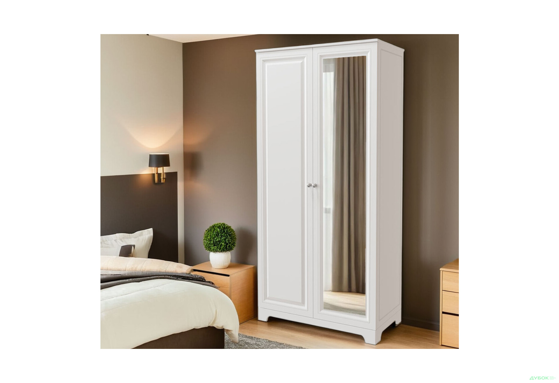 Шкаф Вип-Мастер Мадрид МДФ 2-дверный V.1 с зеркалом 102 см - Изображение 2 Изображение 2 - Шкаф Вип-Мастер Мадрид МДФ 2-дверный V.1 с зеркалом 102 см