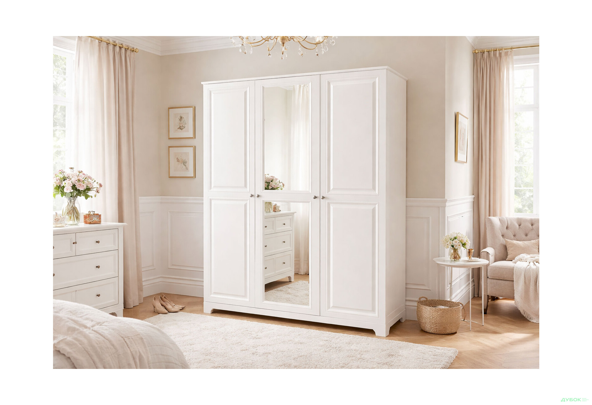 Зображення 2 - Шафа VIP-master Мадрид МДФ 3-дверна V.2 з дзеркалом 152 см