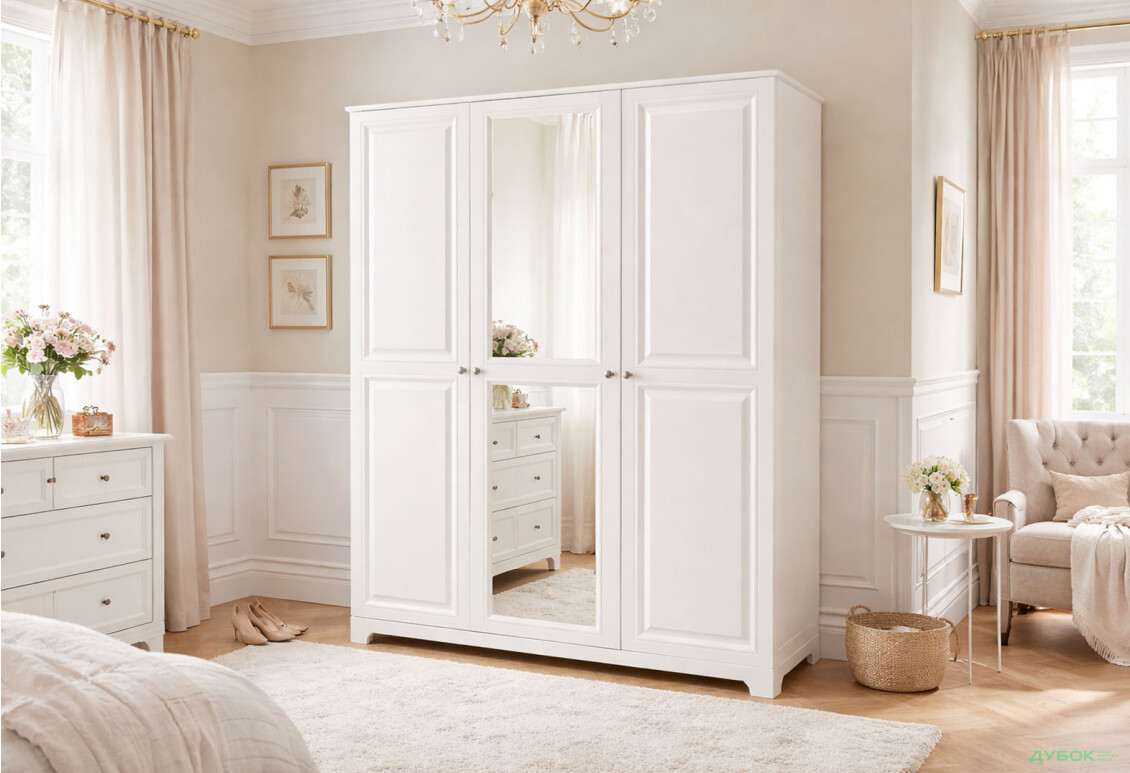 Зображення 2 - Шафа VIP-master Мадрид МДФ 3-дверна V.2 з дзеркалом 152 см