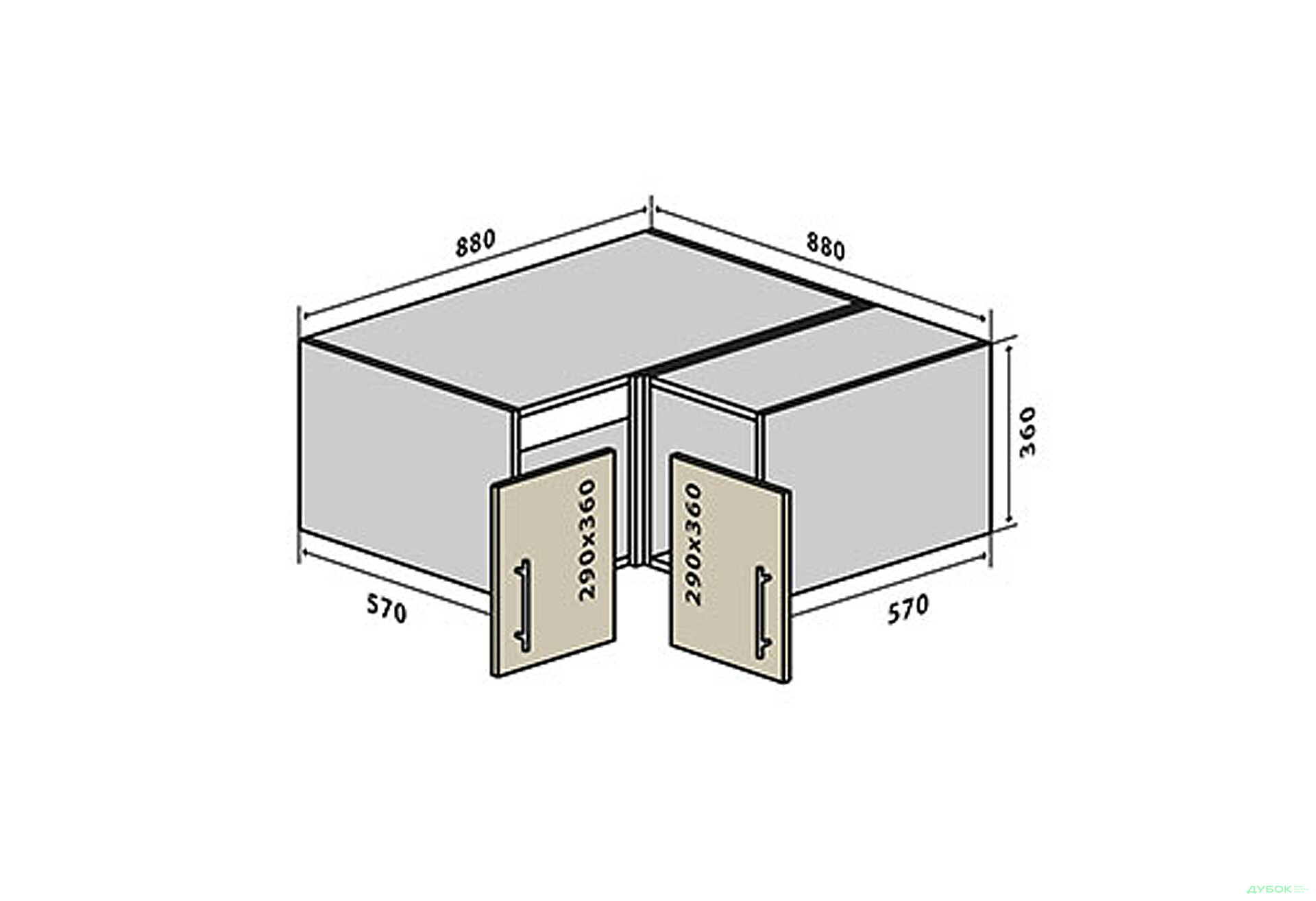 Зображення 1 - В80 Тумба кутова 88 RioLine / РіоЛайн Матова VIP-master