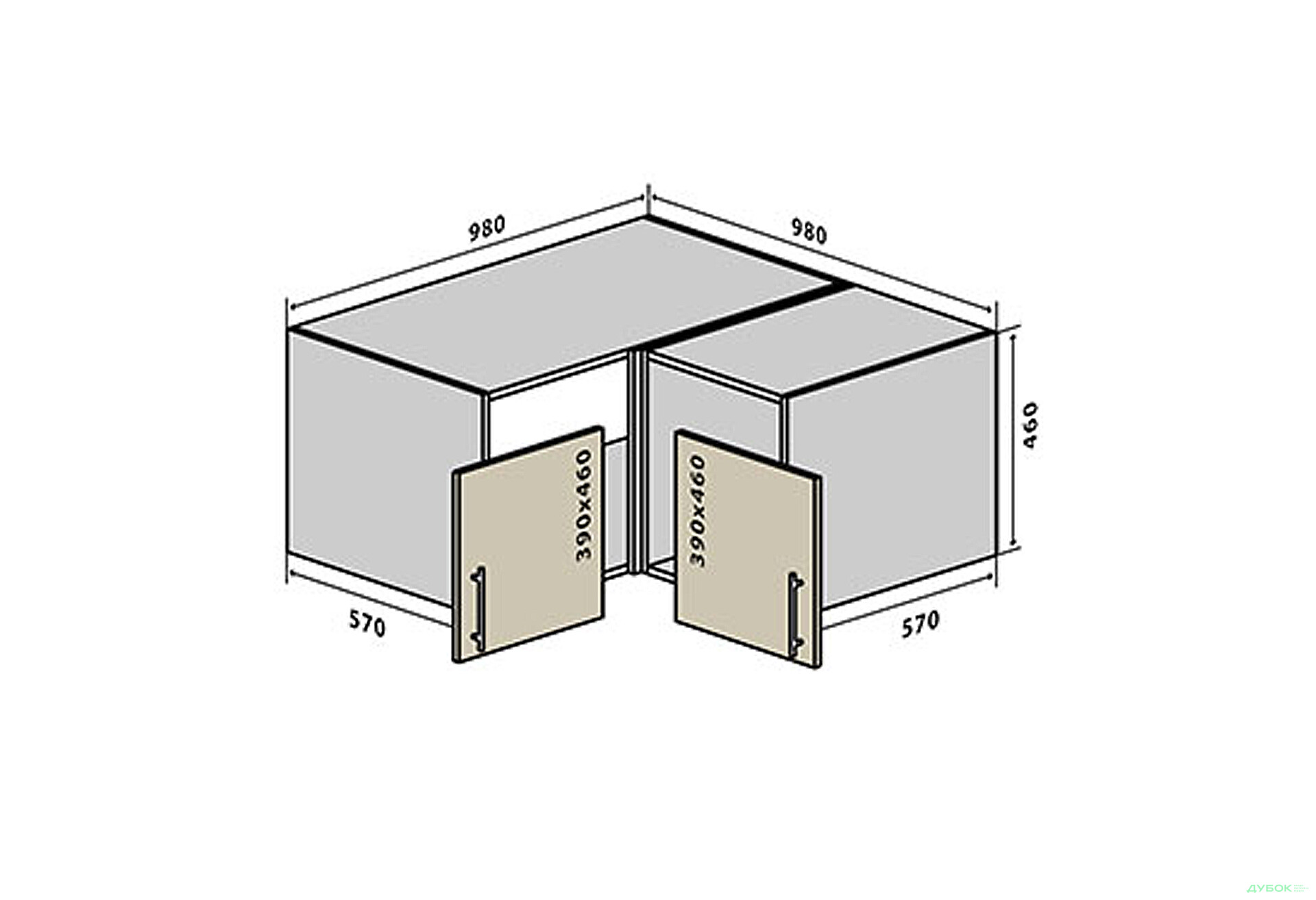 Зображення 1 - В83 Тумба кутова 98 RioLine / РіоЛайн Матова VIP-master