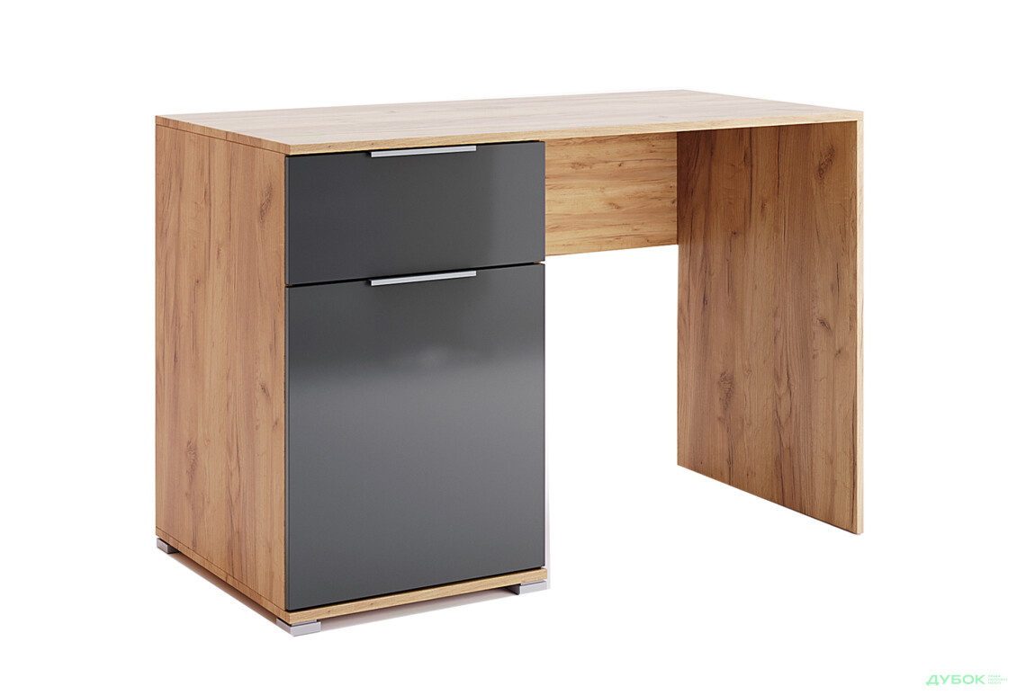 Стіл письмовий MiroMark Луна 120x60 см з тумбою і шухлядою, лава/дуб крафт - Зображення 1 Зображення 1 - Стіл письмовий MiroMark Луна 120x60 см з тумбою і шухлядою, лава/дуб крафт