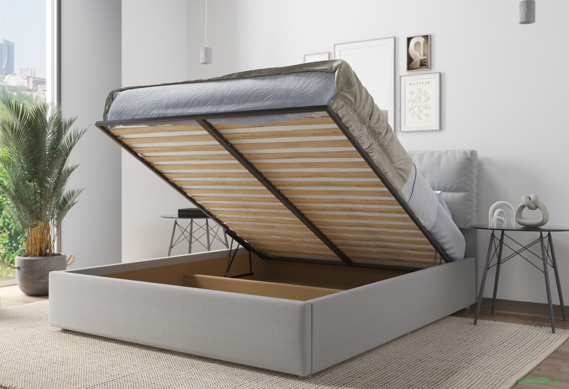 Фото 5 - Ліжко-подіум UMa Верона 140х200 см підйомне, світло-сіре (Soro 83) 