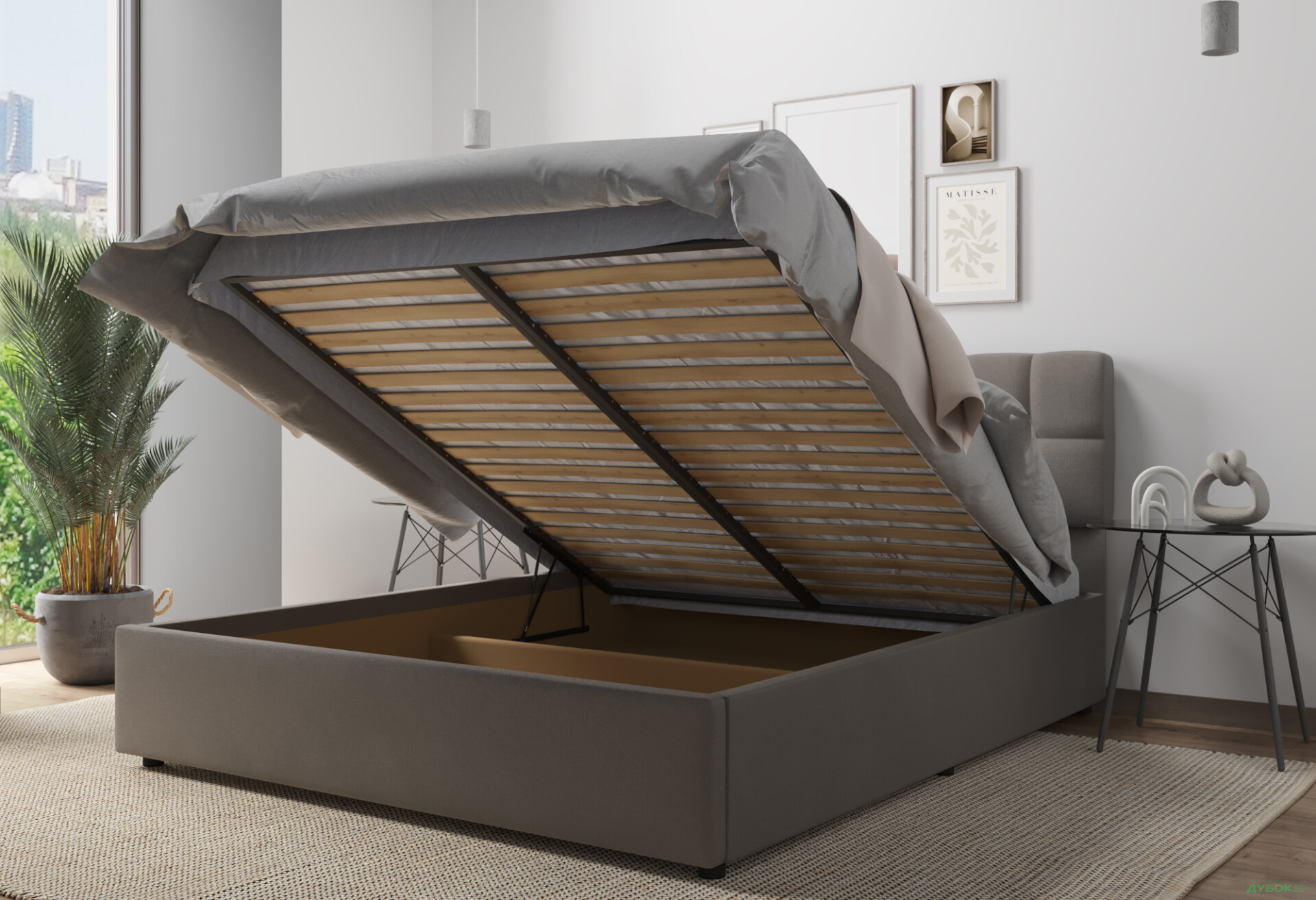 Фото 6 - Ліжко-подіум UMa Трініті 140х200 см підйомне, сіро-коричневе (Fancy 96)