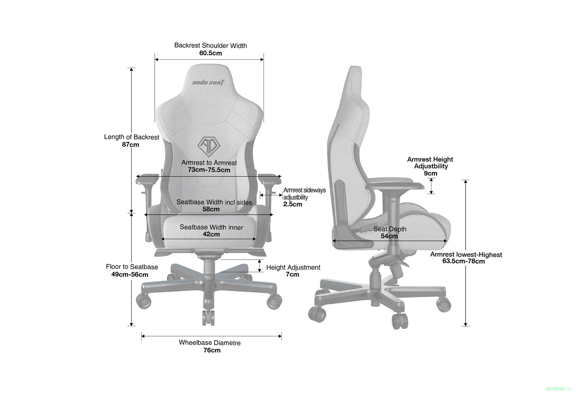 Изображение 9 - Компьютерное кресло Anda Seat T-Pro 2 65x54x143 см игровое, черное