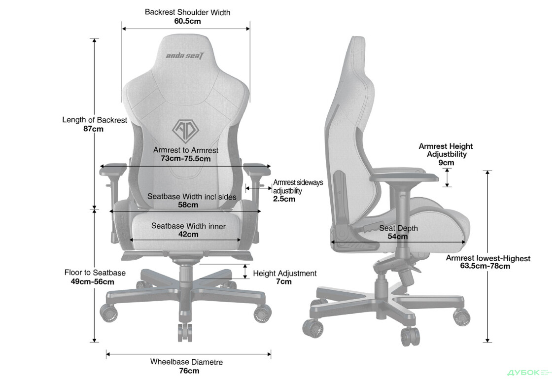 Изображение 9 - Компьютерное кресло Anda Seat T-Pro 2 65x54x143 см игровое, черное