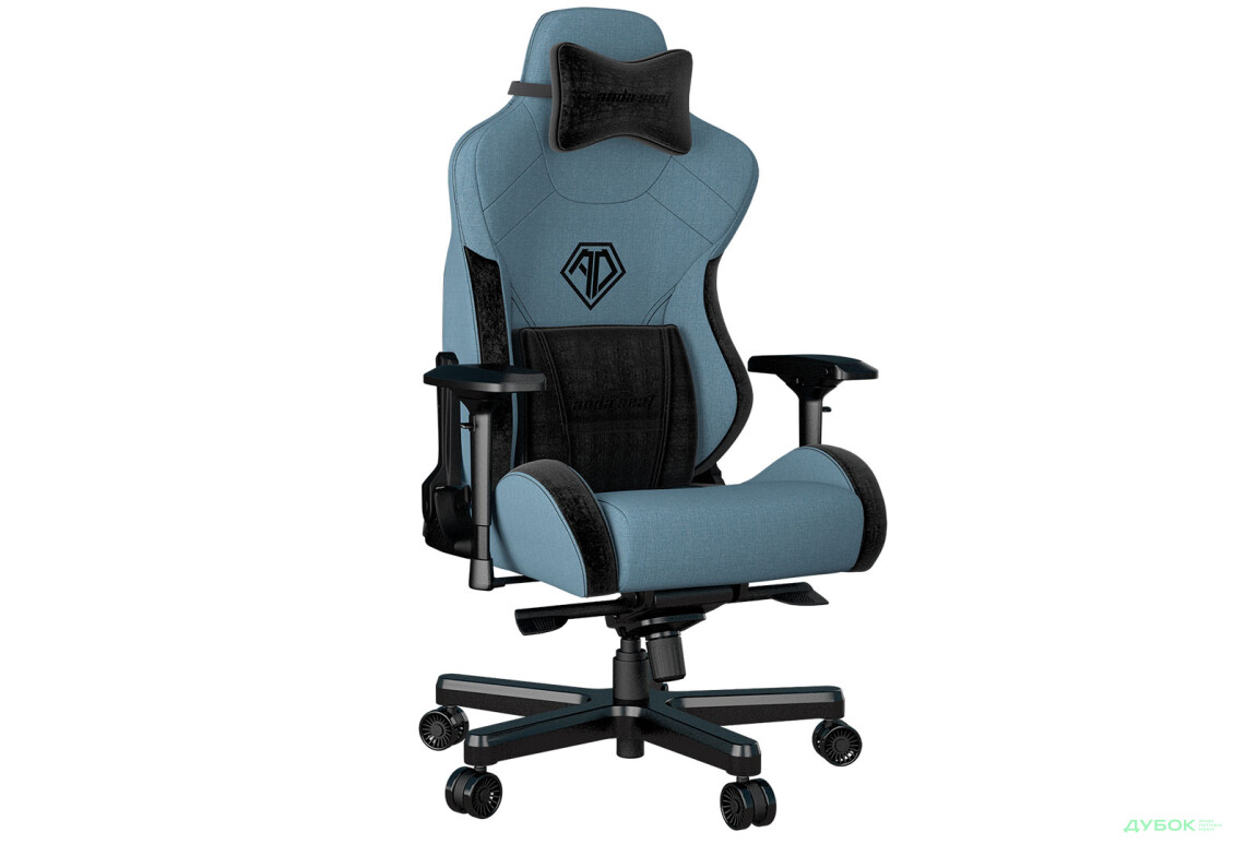 Зображення 3 - Комп'ютерне крісло Anda Seat T-Pro 2 65x54x143 см ігрове, блакитно-чорне