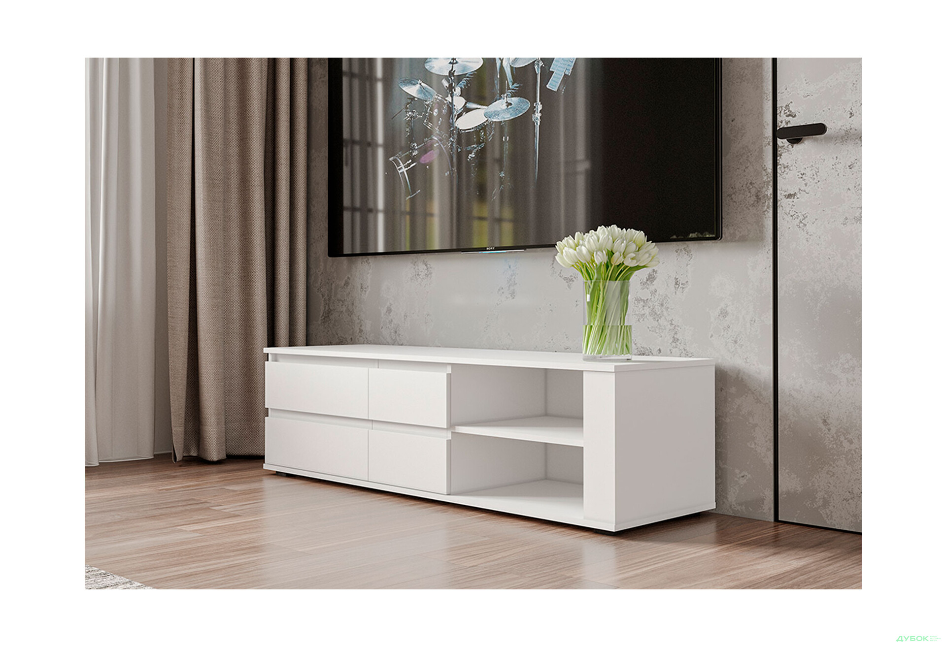 Тумба под ТВ Moreli Лиза (Т205) с 2 дверцами и полками 150 см - Изображение 2 Изображение 2 - Тумба под ТВ Moreli Лиза (Т205) с 2 дверцами и полками 150 см