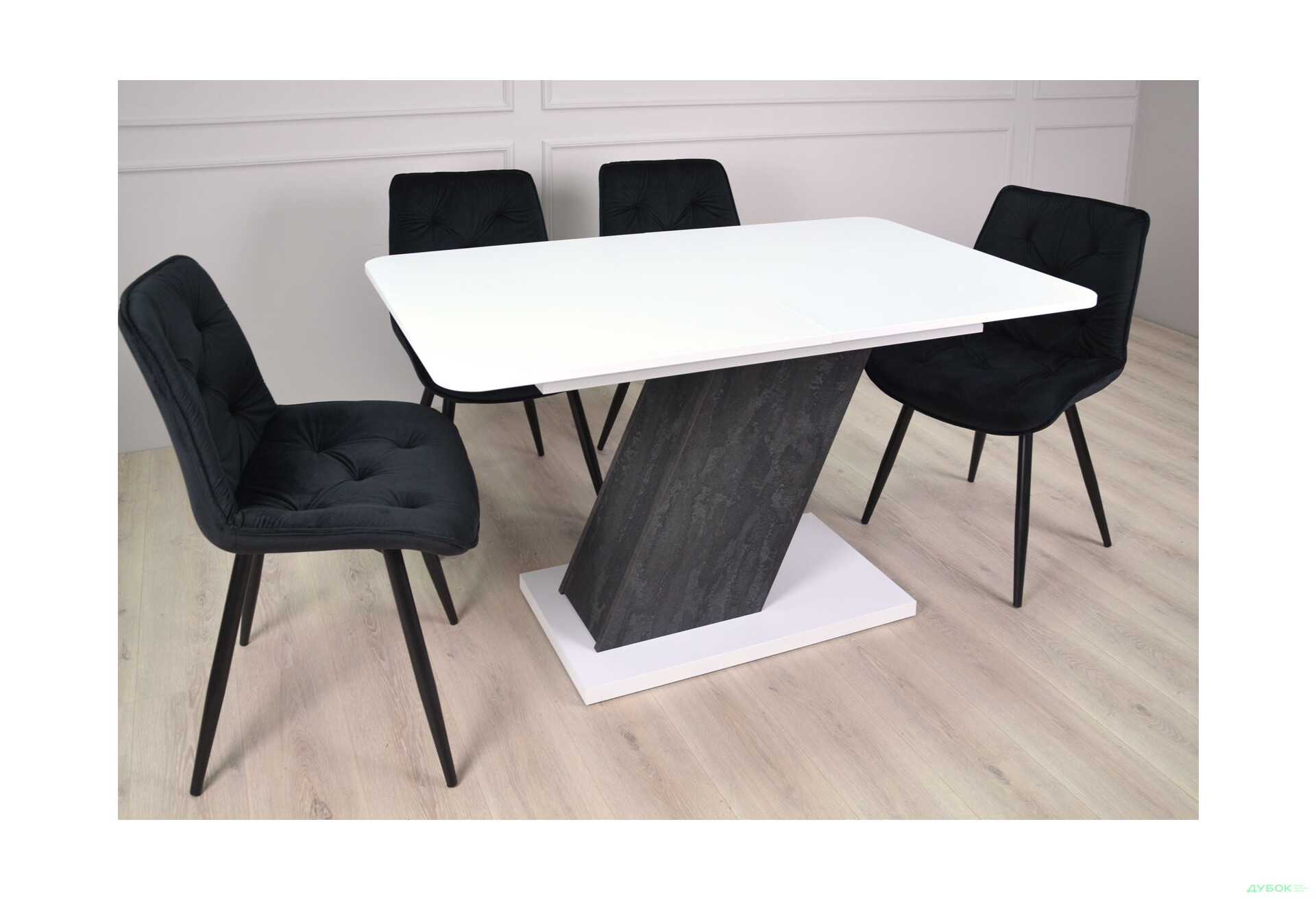 Изображение 4 - Стол обеденный Intarsio Рио / Rio 140x80 см раскладной, белая аляска/угольный камень 