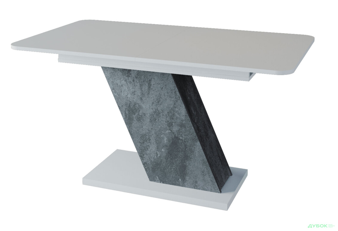 Стол обеденный Intarsio Рио / Rio 140x80 см раскладной, белая аляска/угольный камень 