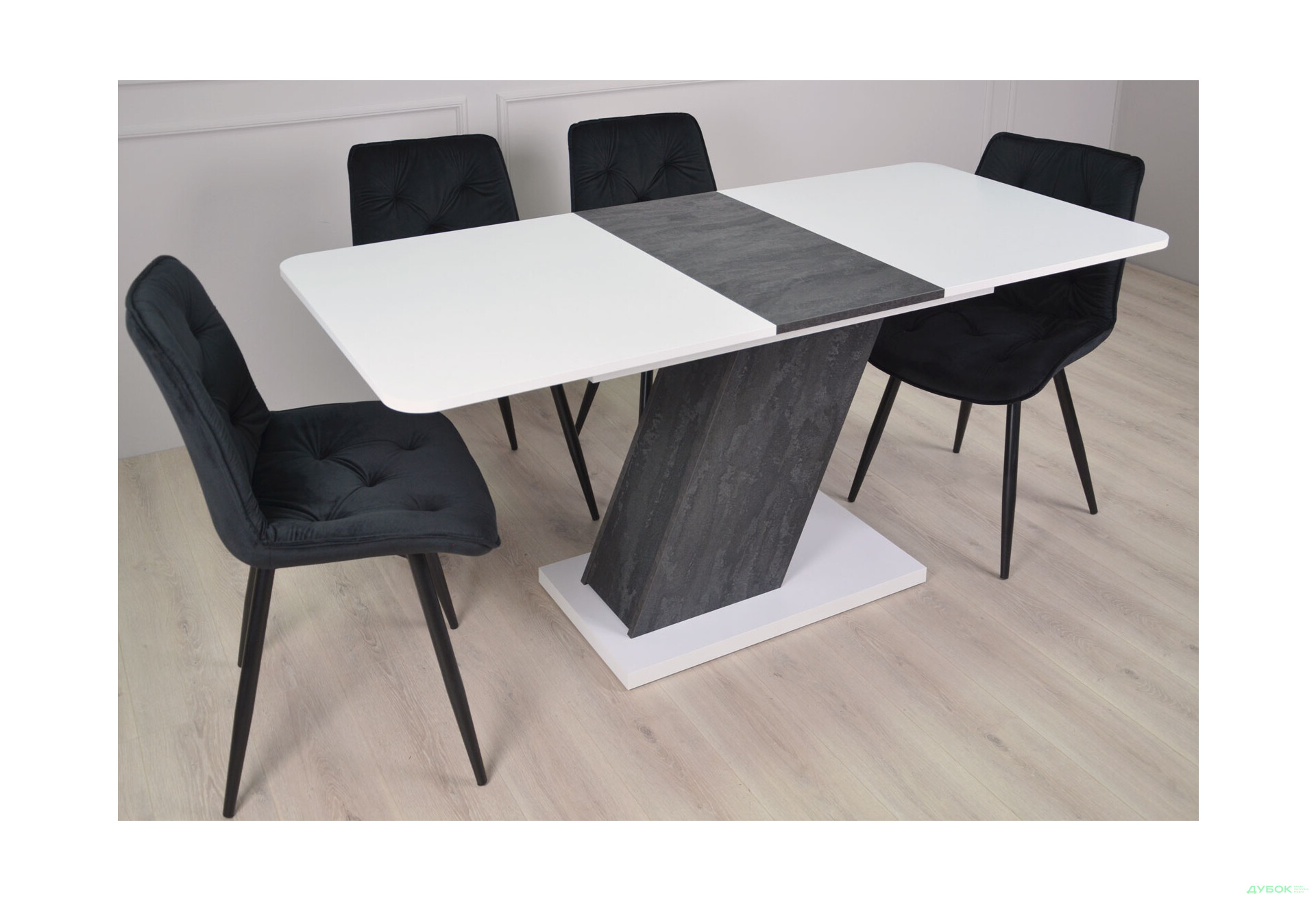 Изображение 6 - Стол обеденный Intarsio Рио / Rio 140x80 см раскладной, белая аляска/угольный камень 