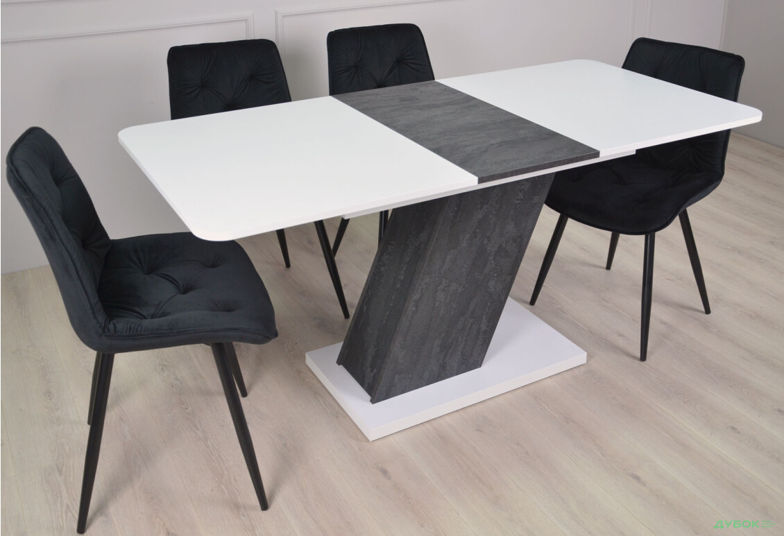 Изображение 6 - Стол обеденный Intarsio Рио / Rio 140x80 см раскладной, белая аляска/угольный камень 