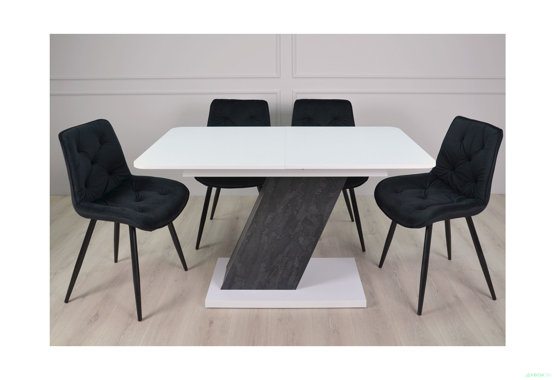 Изображение 7 - Стол обеденный Intarsio Рио / Rio 140x80 см раскладной, белая аляска/угольный камень 