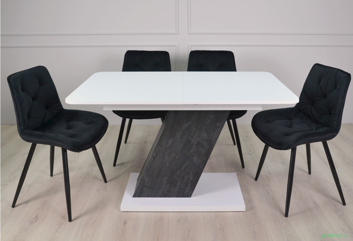 Изображение 7 - Стол обеденный Intarsio Рио / Rio 140x80 см раскладной, белая аляска/угольный камень 