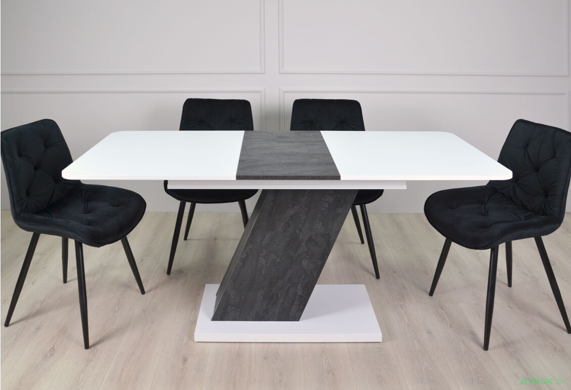Изображение 8 - Стол обеденный Intarsio Рио / Rio 140x80 см раскладной, белая аляска/угольный камень 