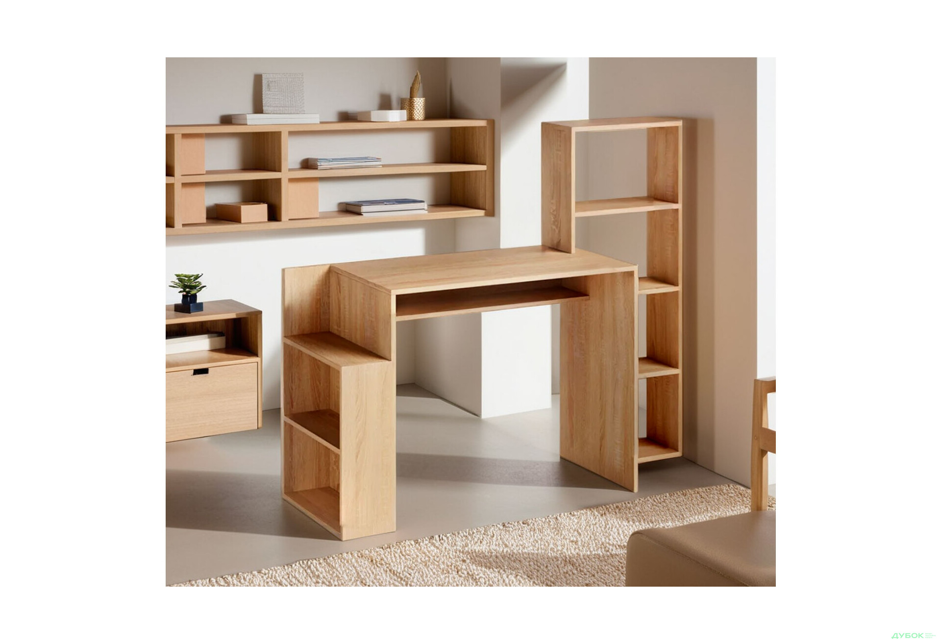 Зображення 2 - Стіл письмовий Moreli ST0025 144x50 см з надставкою та полицями