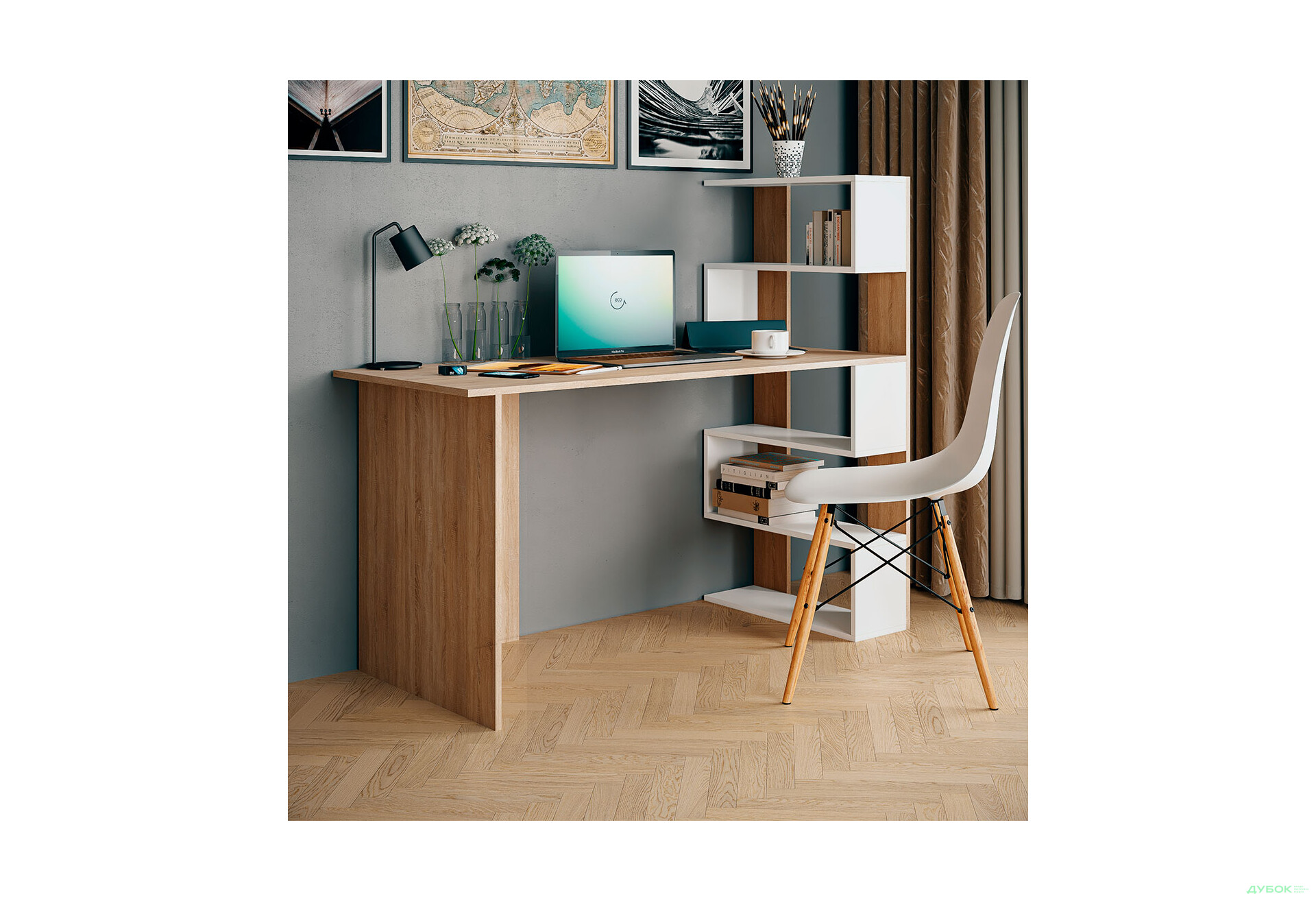 Стол письменный Moreli Холд (ST0015) 142x60 см с боковыми полками справа - Изображение 2 Изображение 2 - Стол письменный Moreli Холд (ST0015) 142x60 см с боковыми полками справа