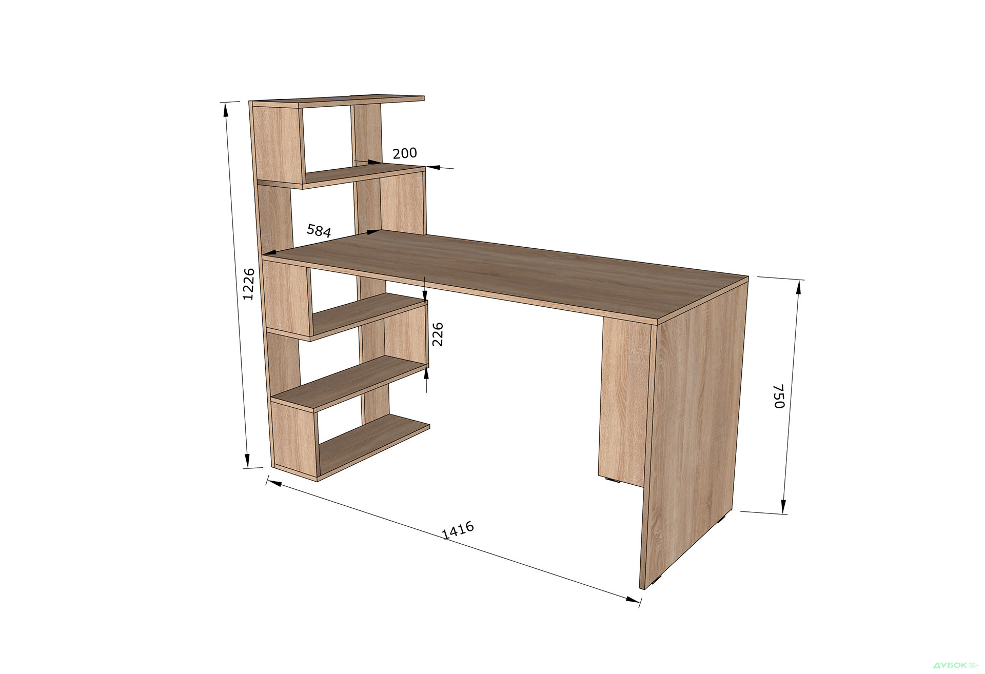Изображение 5 - Стол письменный Moreli ST0024 142x60 см с боковыми полками слева