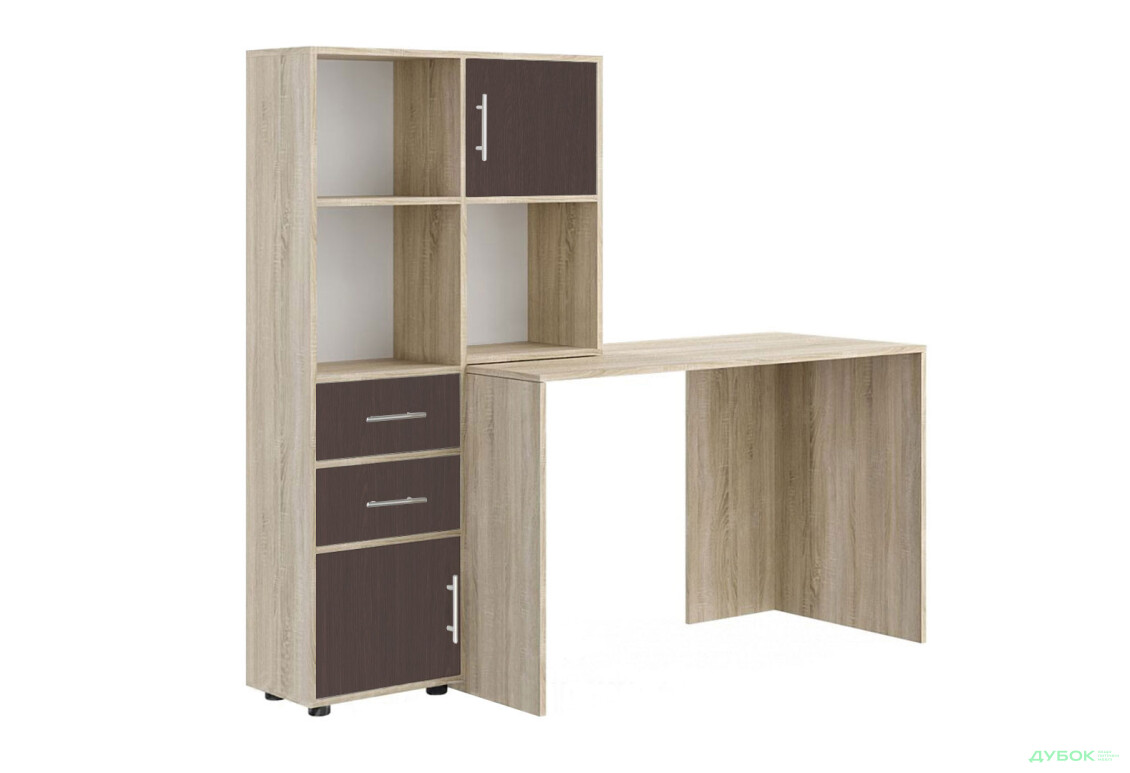 Стіл комп'ютерний Київський стандарт КС-05 160x60 см з надставкою і стелажем - Зображення 1 Зображення 1 - Стіл комп'ютерний Київський стандарт КС-05 160x60 см з надставкою і стелажем