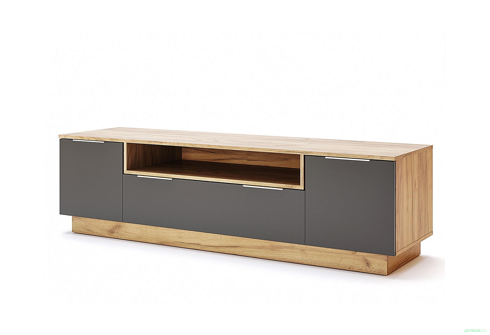 Тумба під ТВ MiroMark Луна з дверцятами, шухлядою та полицею 180 см Лава / Дуб крафт - Зображення 1 Зображення 1 - Тумба під ТВ MiroMark Луна з дверцятами, шухлядою та полицею 180 см Лава / Дуб крафт