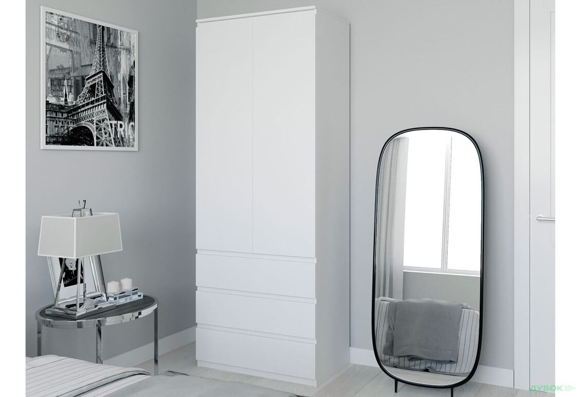 Шафа Moreli Т211 зі штангою та шухлядами 2-дверна 80 см - Зображення 2 Зображення 2 - Шафа Moreli Т211 зі штангою та шухлядами 2-дверна 80 см