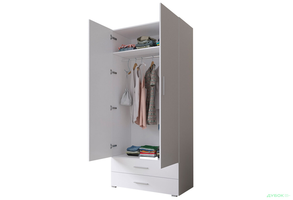 Шафа Moreli ST0002 зі штангою та шухлядами 2-дверна 100 см - Зображення 3 Зображення 3 - Шафа Moreli ST0002 зі штангою та шухлядами 2-дверна 100 см