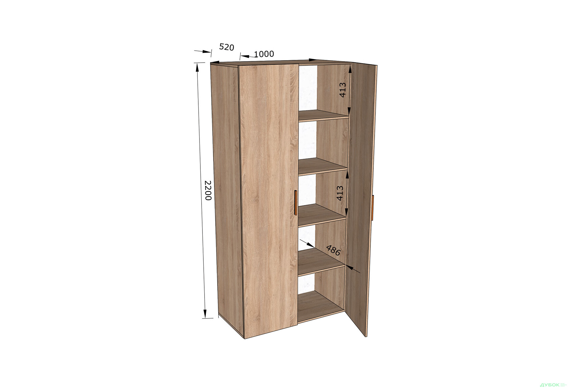 Шафа Moreli ST0010 з полицями 2-дверна 100 см - Зображення 3 Зображення 3 - Шафа Moreli ST0010 з полицями 2-дверна 100 см