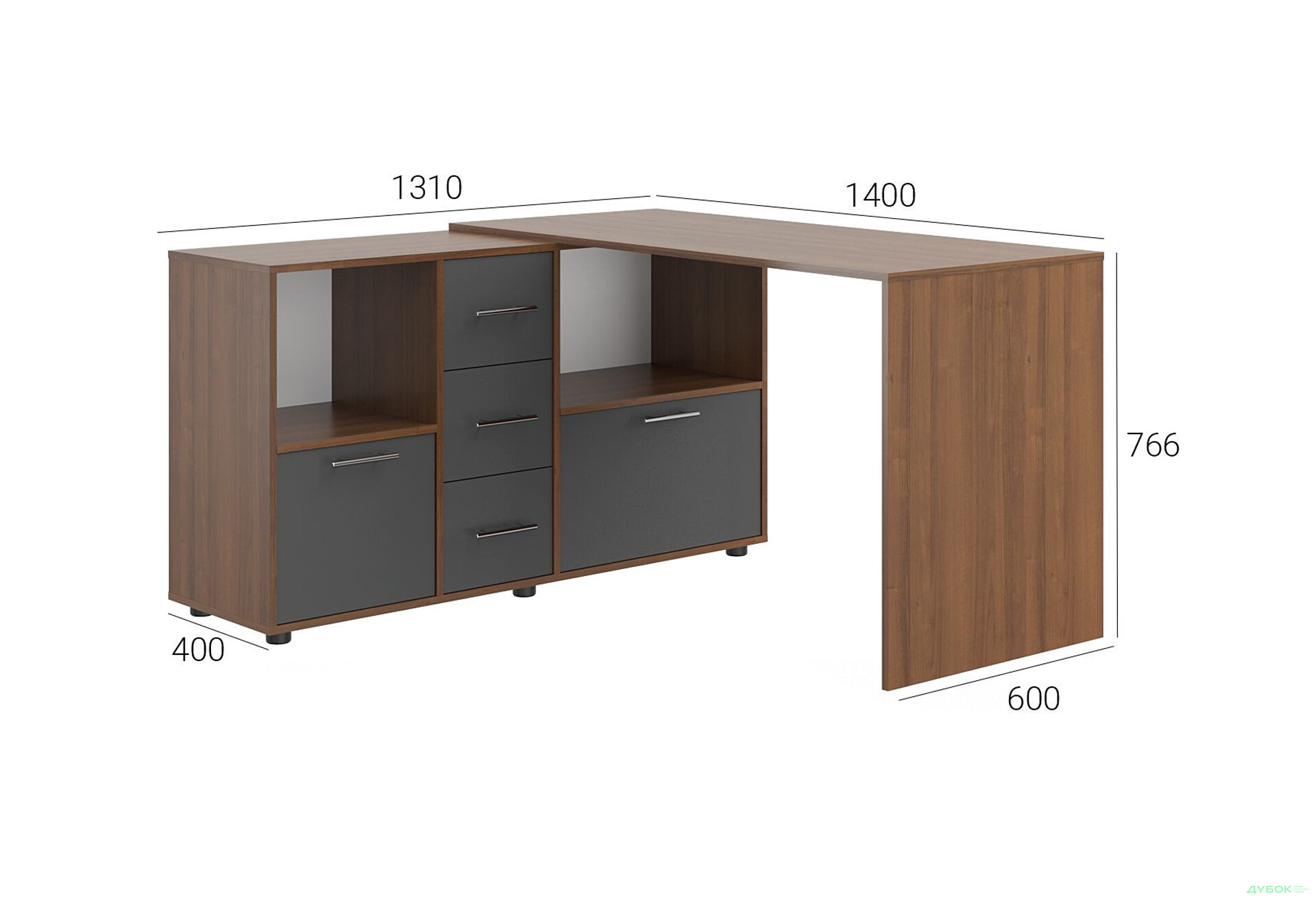 Стол компьютерный Киевский стандарт КС-10 140x131 см с тумбами и ящиками - Изображение 3 Изображение 3 - Стол компьютерный Киевский стандарт КС-10 140x131 см с тумбами и ящиками