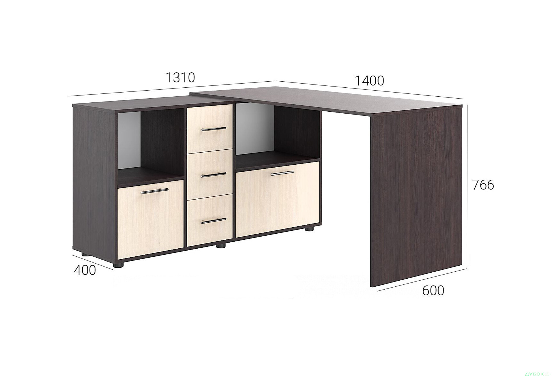Стол компьютерный Киевский стандарт КС-10 140x131 см с тумбами и ящиками - Изображение 5 Изображение 5 - Стол компьютерный Киевский стандарт КС-10 140x131 см с тумбами и ящиками