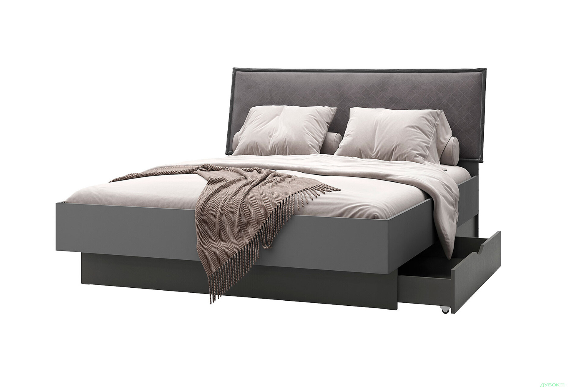 Фото 1 - Ліжко-подіум MiroMark Тео (без вкладу) 160х200 см з шухлядами, графіт мат