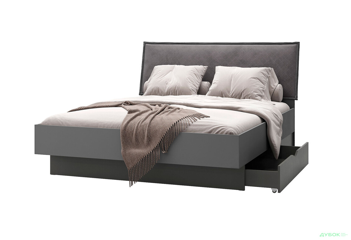 Кровать-подиум МироМрак Тео (без вклада) 160х200 см с ящиками, графит мат
